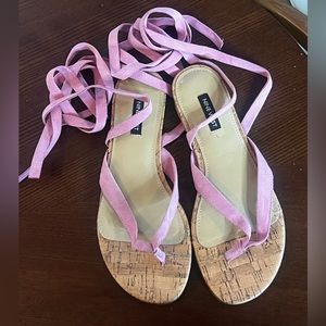 Nine West pink Ankle wrap thong sandals - sz 8